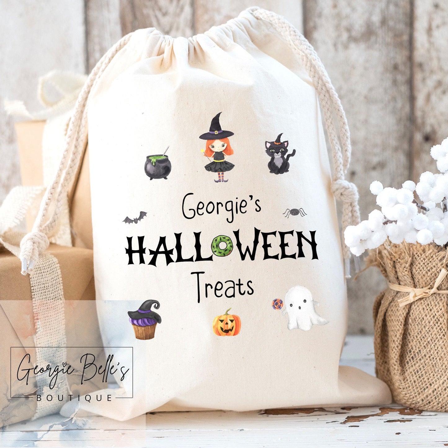 Personalised Halloween Stuff Bag - Witch Design