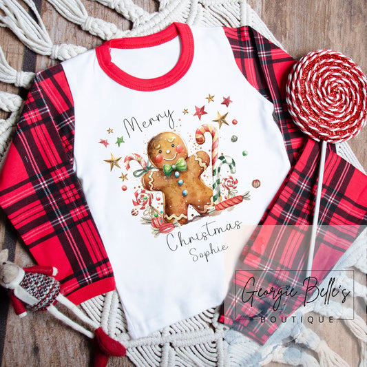 Personalised Unisex Christmas Pyjamas - Gingerbread Design