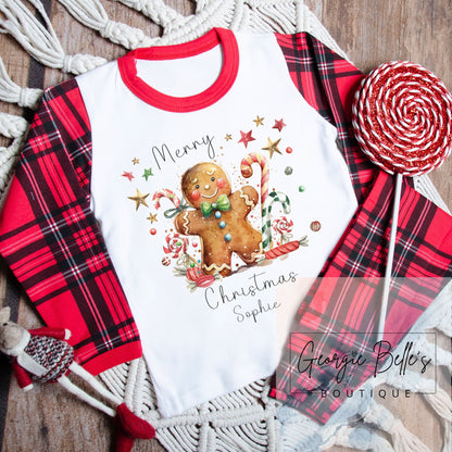 Personalised Unisex Christmas Pyjamas - Gingerbread Design
