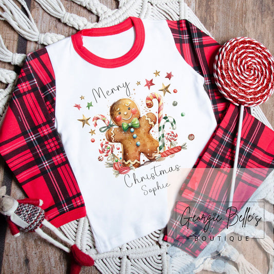 Personalised Unisex Christmas Pyjamas - Gingerbread Design