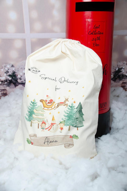 Luxury Personalised Premium Cotton Christmas Sack - Classic Design