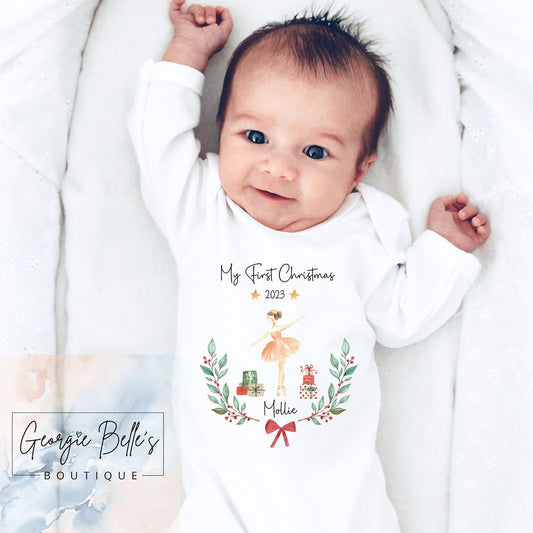 My 1st Christmas Vest / Babygrow -  Nutcracker Ballerina Design