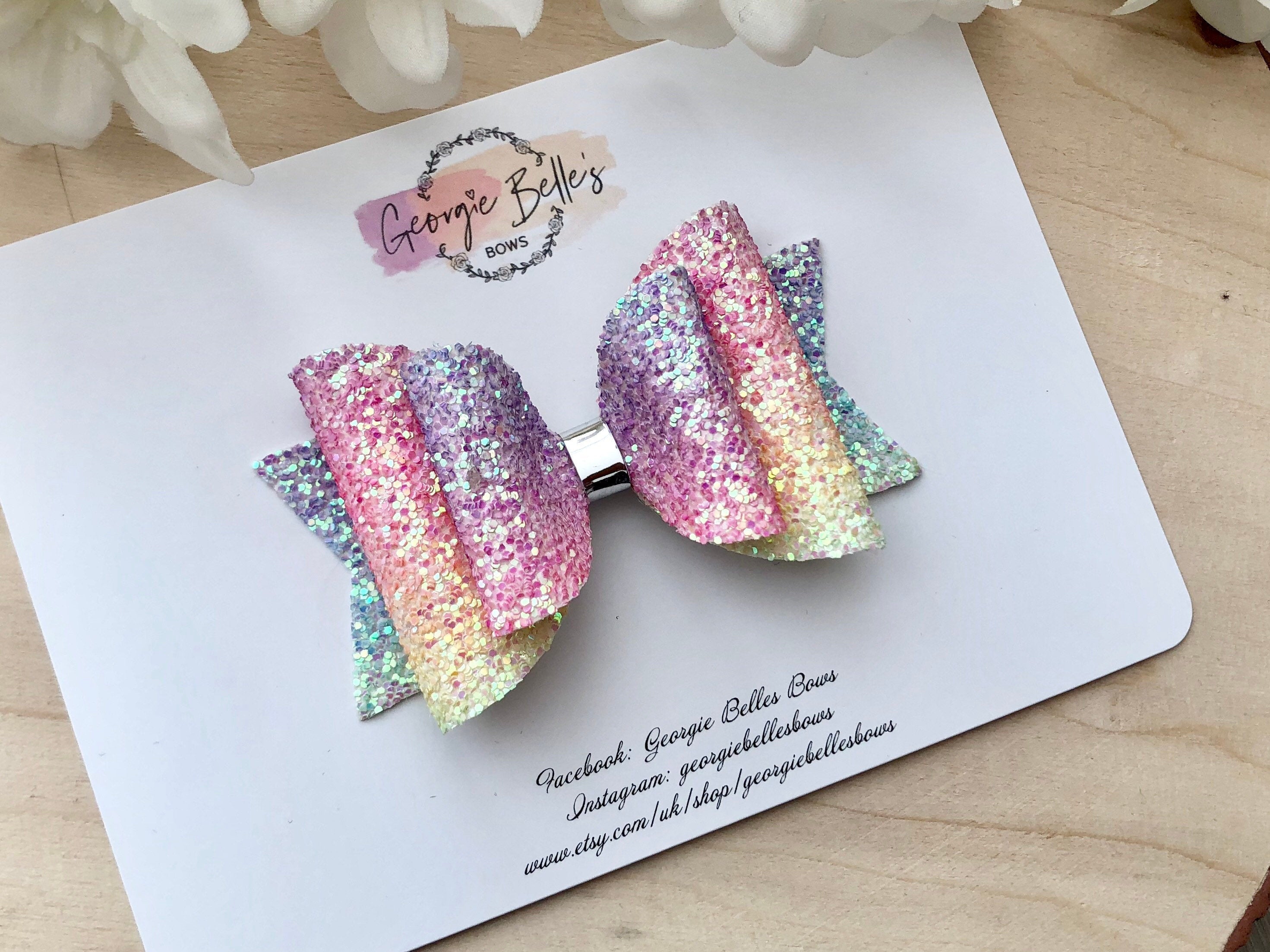 Rainbow Glitter Hair Bow, girls hair bow, glitter bow, baby headband, bows and headbands, hair clips