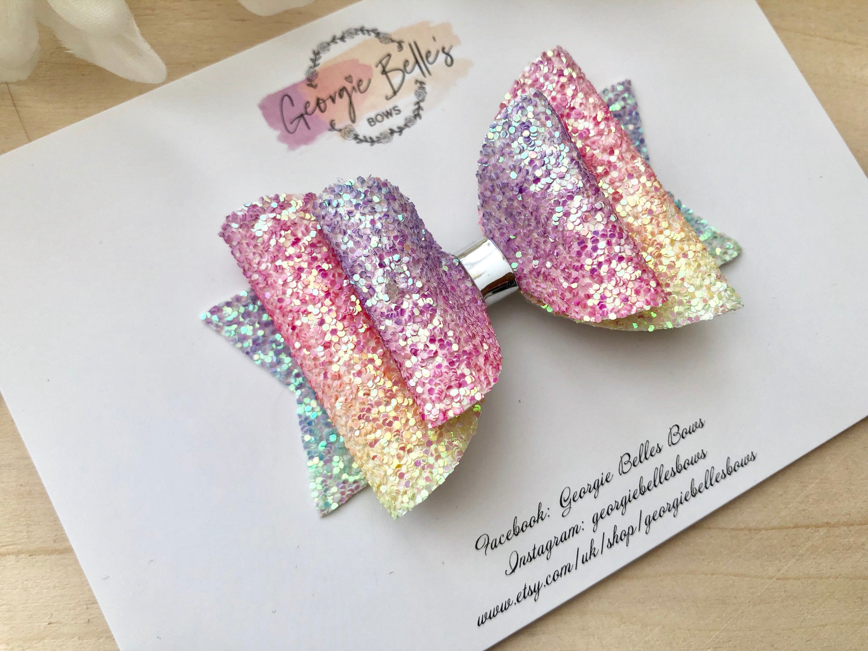 Rainbow Glitter Hair Bow, girls hair bow, glitter bow, baby headband, bows and headbands, hair clips