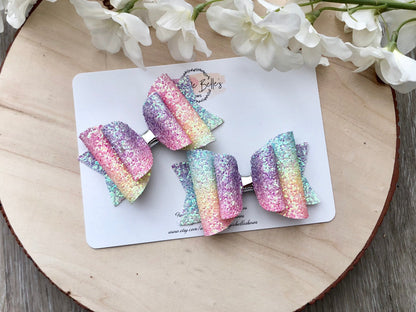 Rainbow Glitter Hair Bow, girls hair bow, glitter bow, baby headband, bows and headbands, hair clips