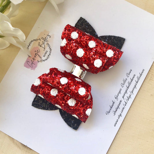 Mickey Mouse Glitter Hair Bow