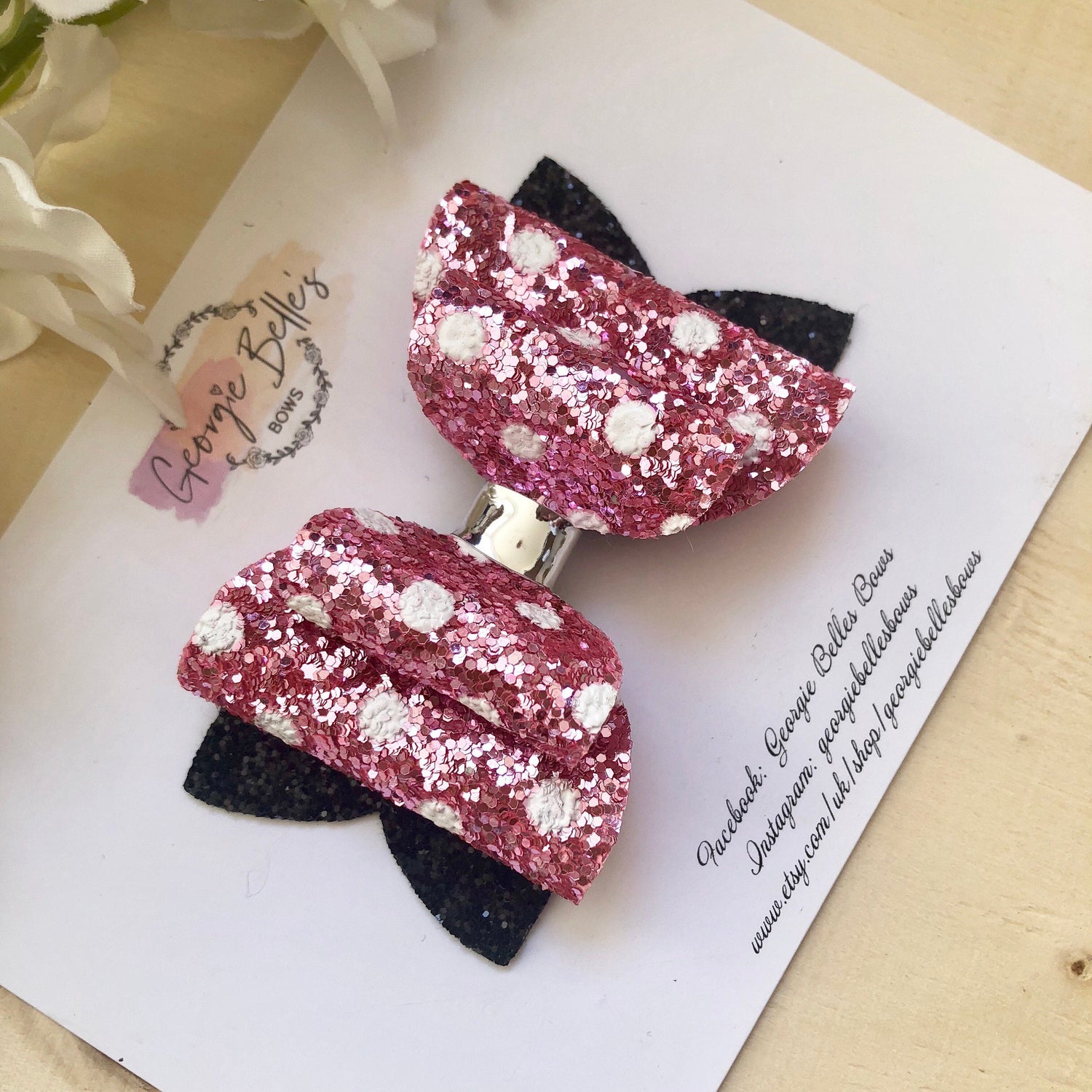 Minnie Mouse Glitter Hair Bow