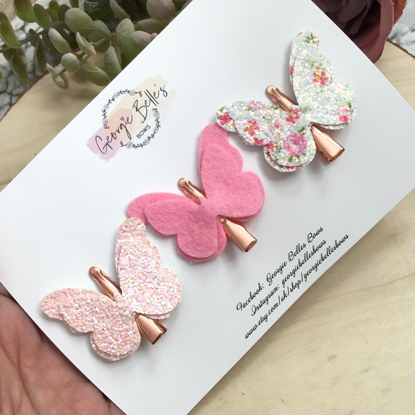 Pink Butterfly Hair Clips