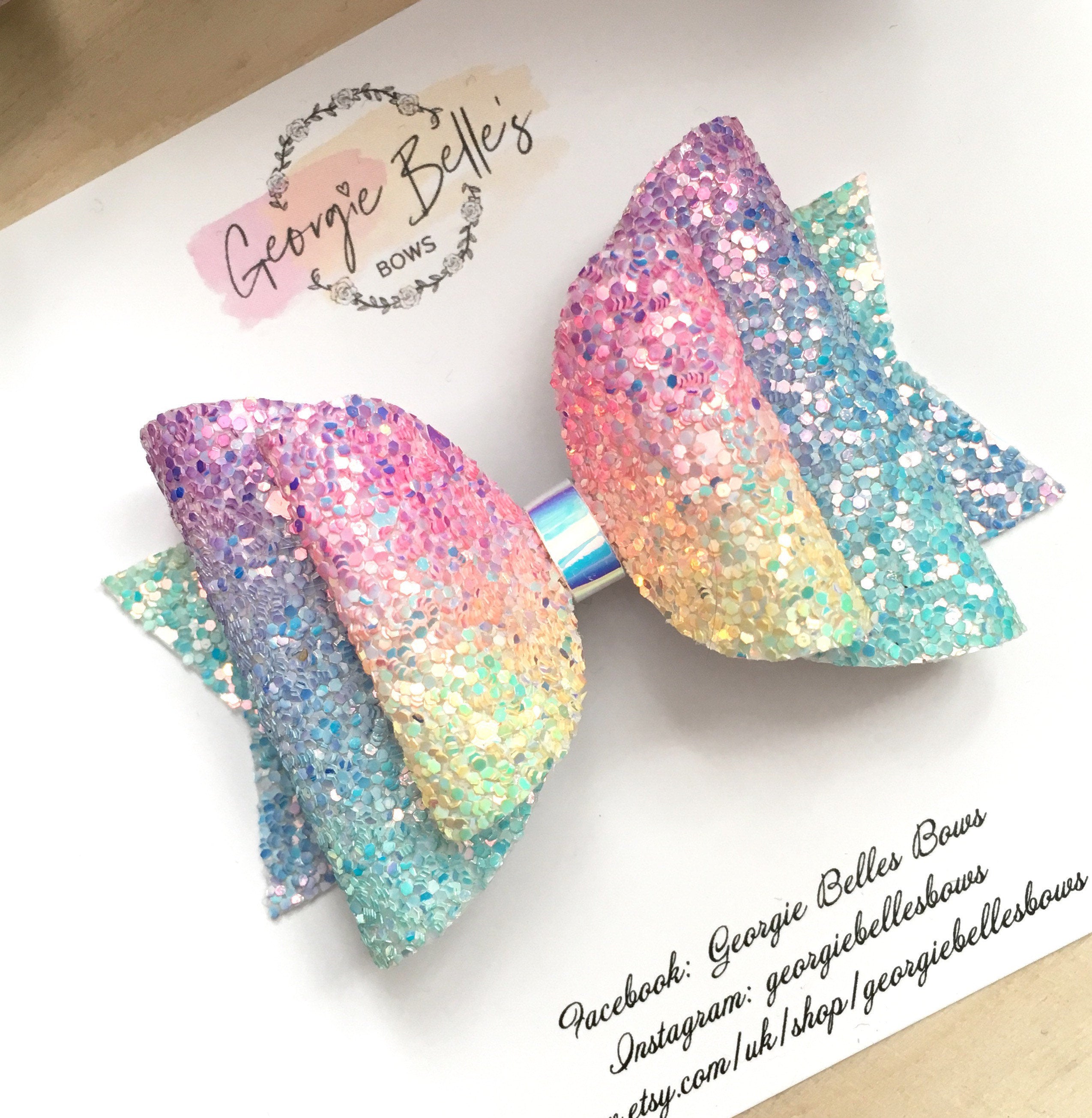 Rainbow Glitter Hair Bow, girls hair bow, glitter bow, baby headband, bows and headbands, hair clips