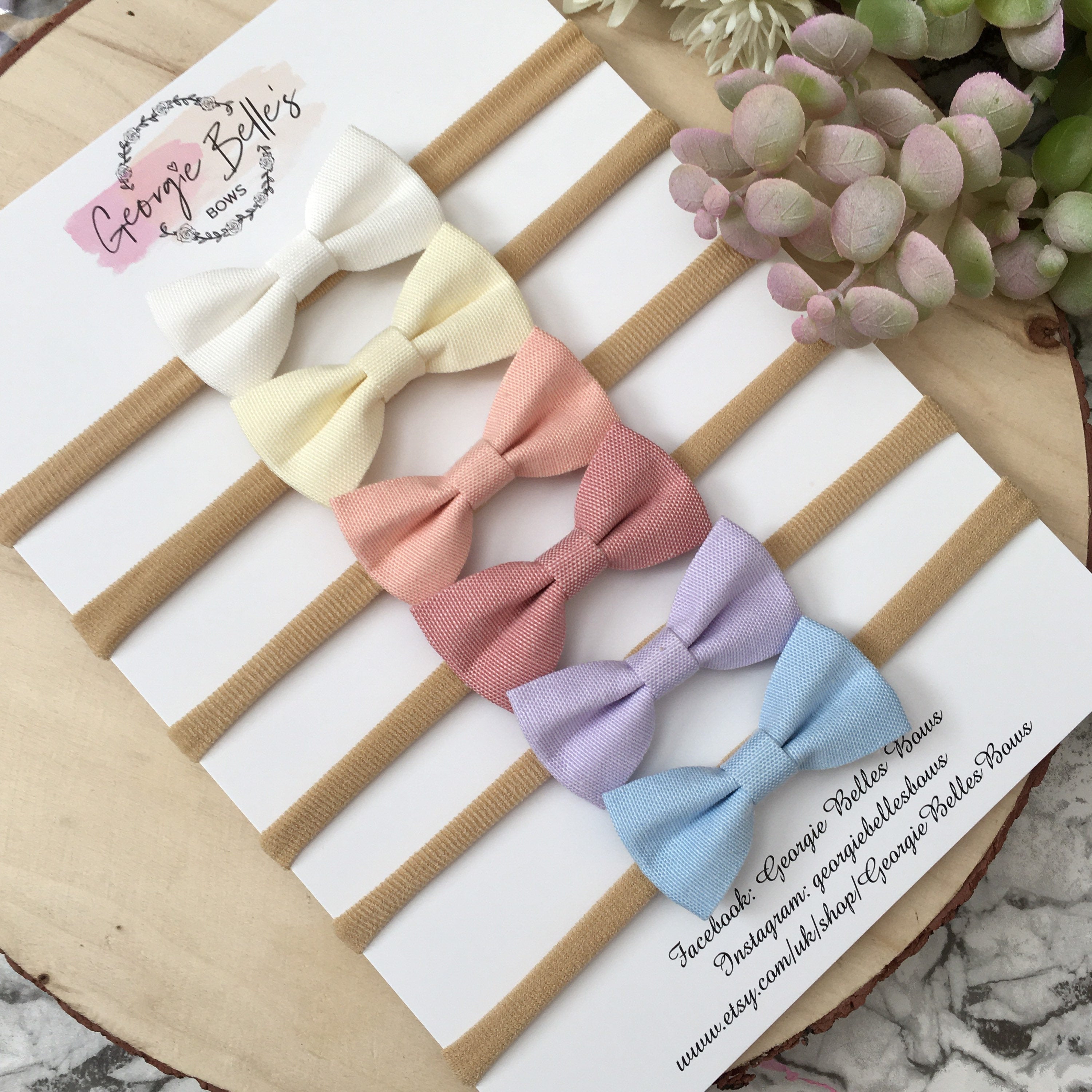 Set of 6 Dainty Pinch Cotton Bows