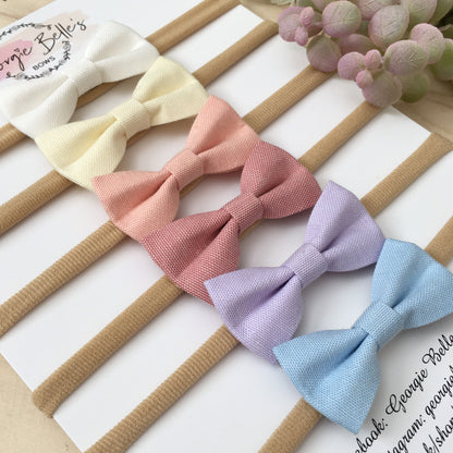 Set of 6 Dainty Pinch Cotton Bows