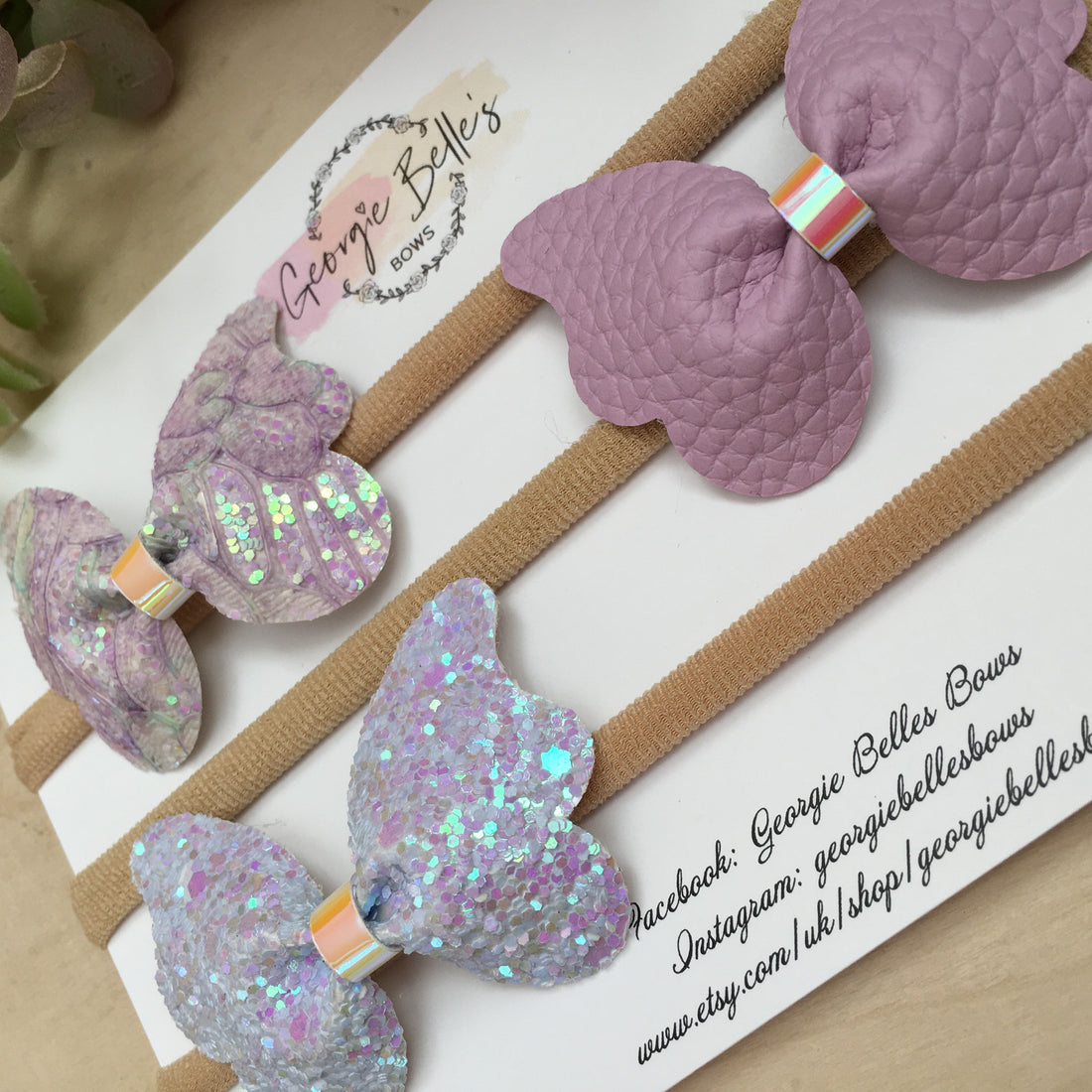 Set of 3 Lilac Butterfly Headbands