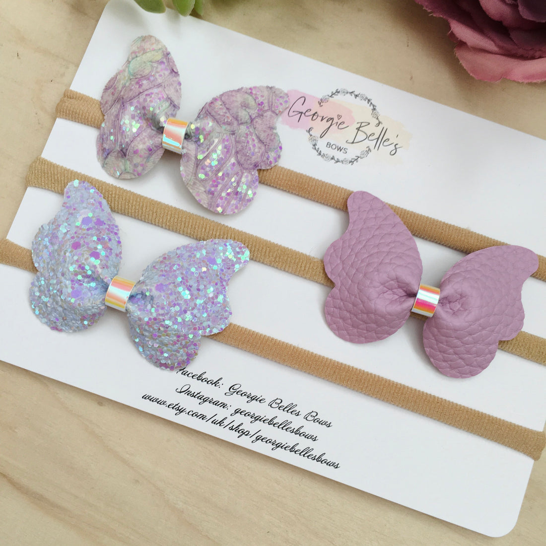 Set of 3 Lilac Butterfly Headbands