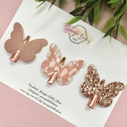 Rose gold hair clips, rose gold bows, hair bows, hair clips, baby hair bows, small hair bows