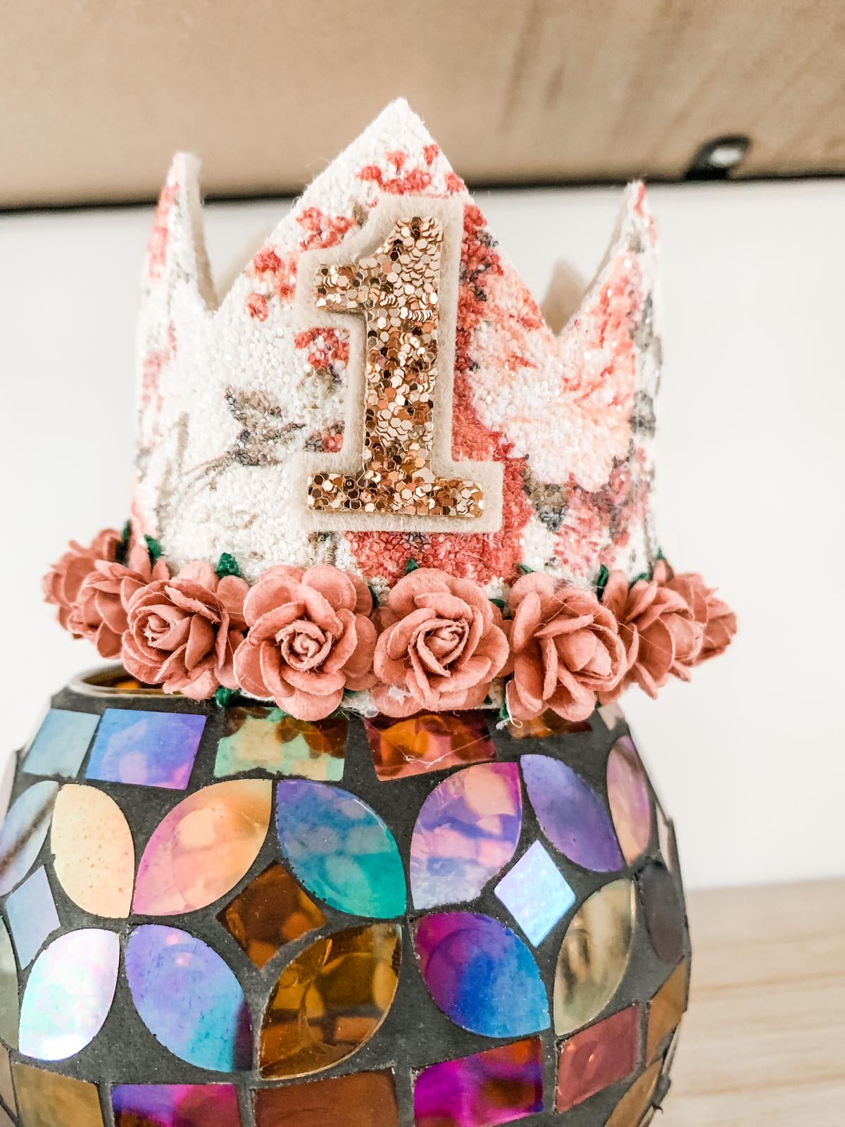 Floral Glitter Birthday Crown