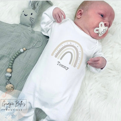 Personalised Neutral Rainbow Vest/Babygrow