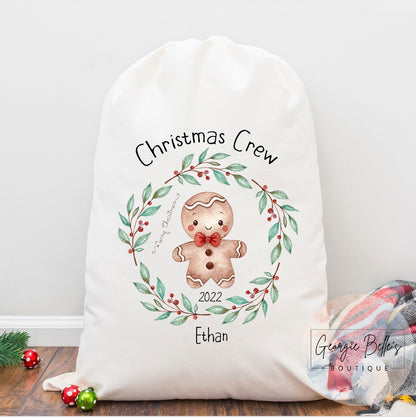 Luxury Personalised Premium Cotton Extra Large Christmas Santa Sack - Christmas Crew Design
