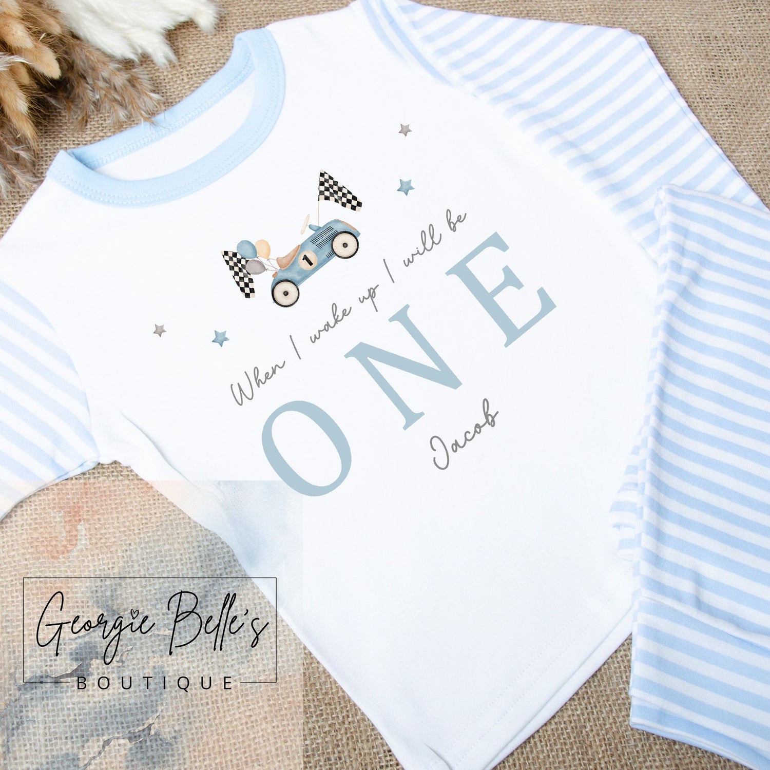 Personalised Birthday Pyjamas -  Racing Car Design