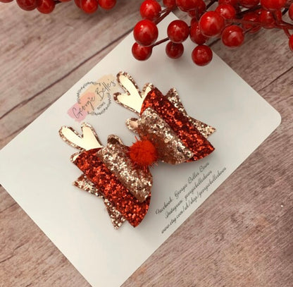 Christmas Reindeer Hair Bow