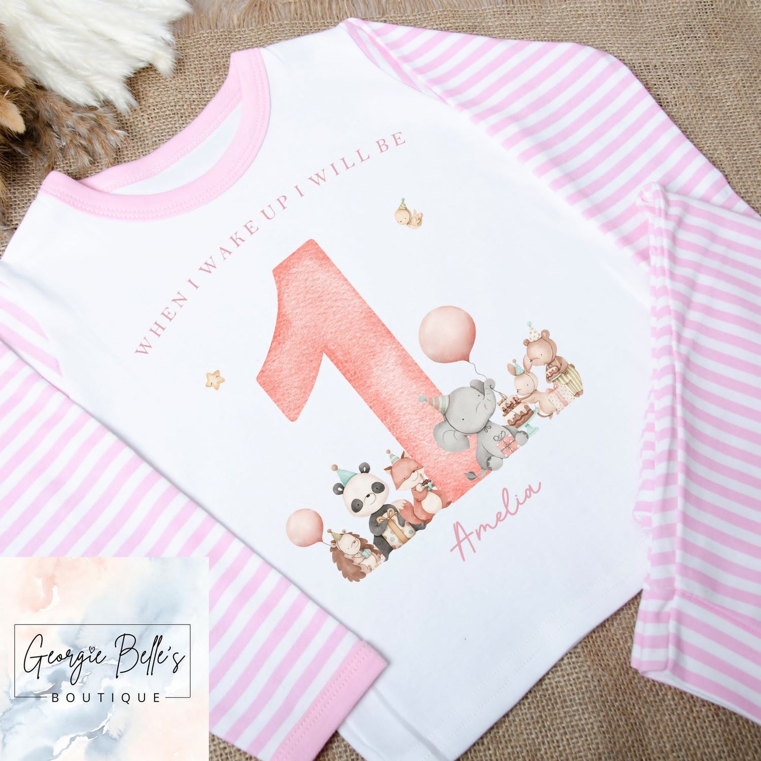 Personalised Birthday Pyjamas - Animal Tea Party Design