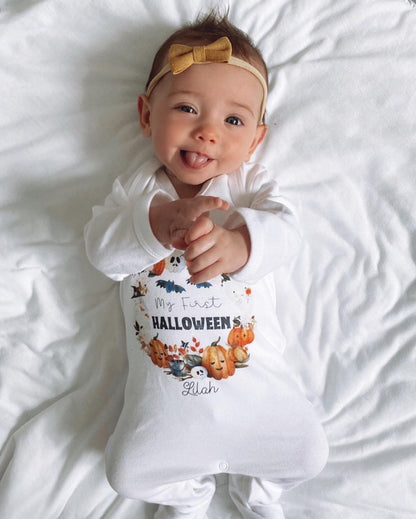 Halloween Wreath Personalised Vest / Babygrow / Sleepsuit