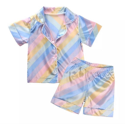 Saturday Special Rainbow Pastel Satin Pyjamas