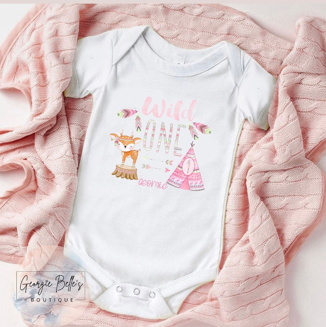 Pink Wild One Tipee Personalised Birthday Vest