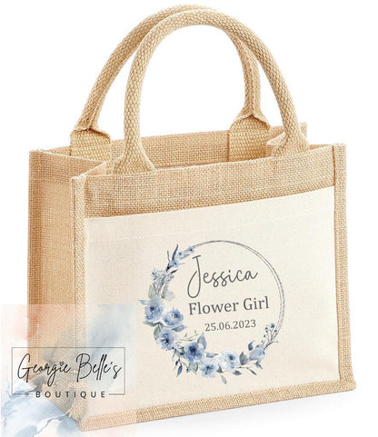 Personalised Flower Girl Pyjamas - Dusty Blue Wreath Design