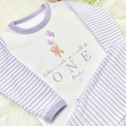 Personalised Birthday Pyjamas - When I Wake Up Bear Design