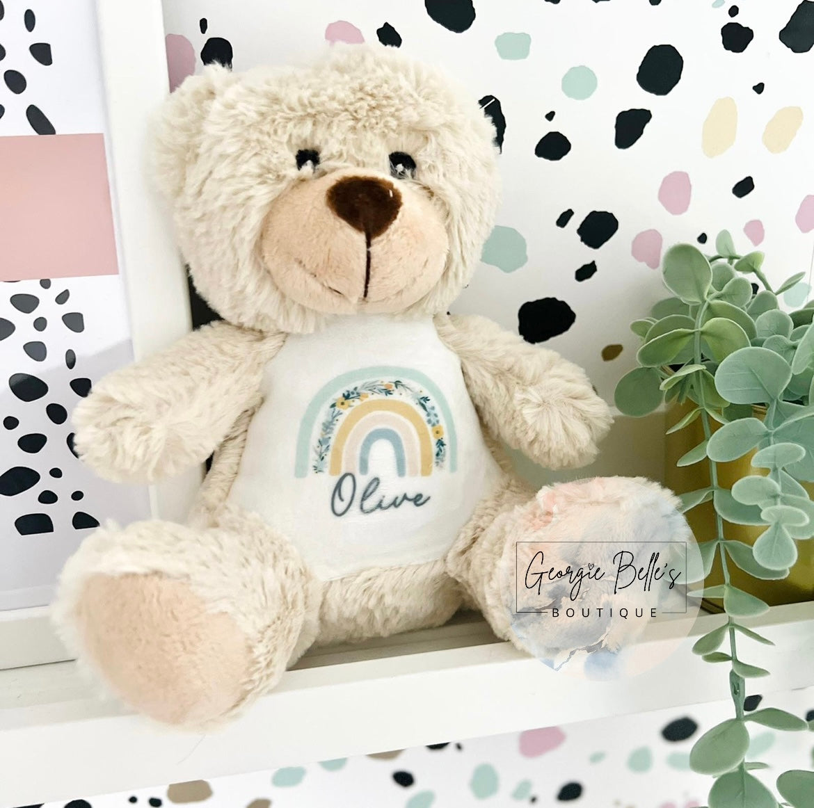 Floral Rainbow Personalised Teddy Soft Toy