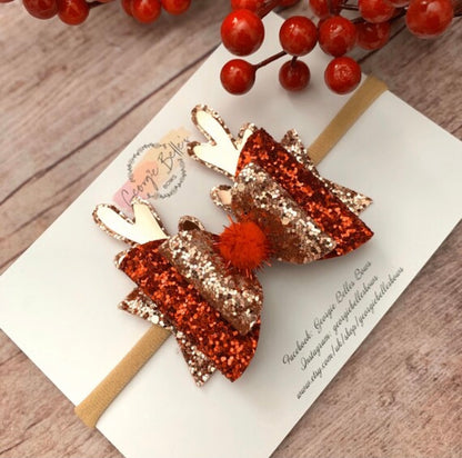 Christmas Reindeer Hair Bow