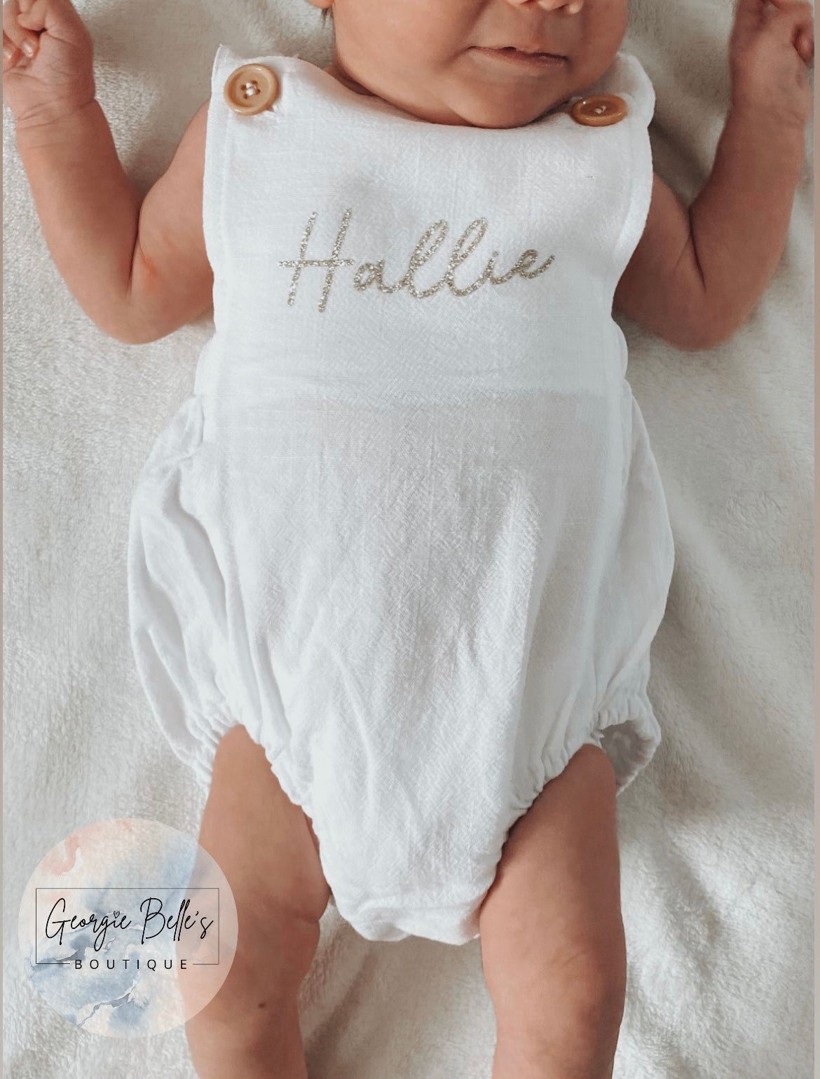 Personalised Baby Cotton Linen Romper