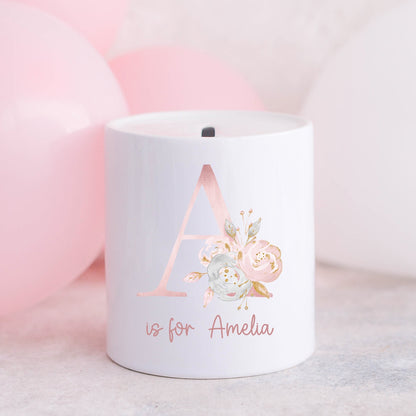 Floral Initial Money Box