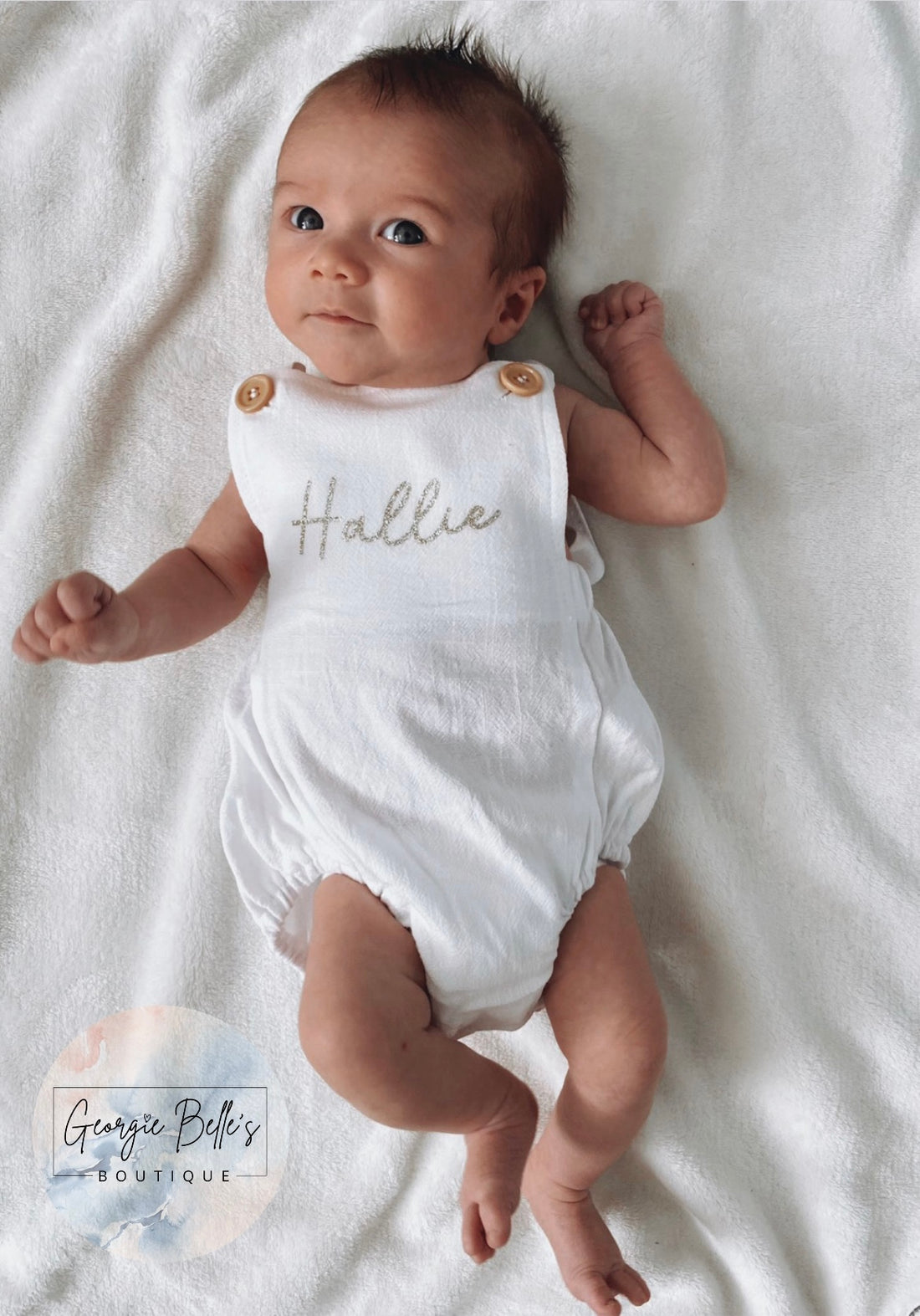 Personalised Baby Cotton Linen Romper