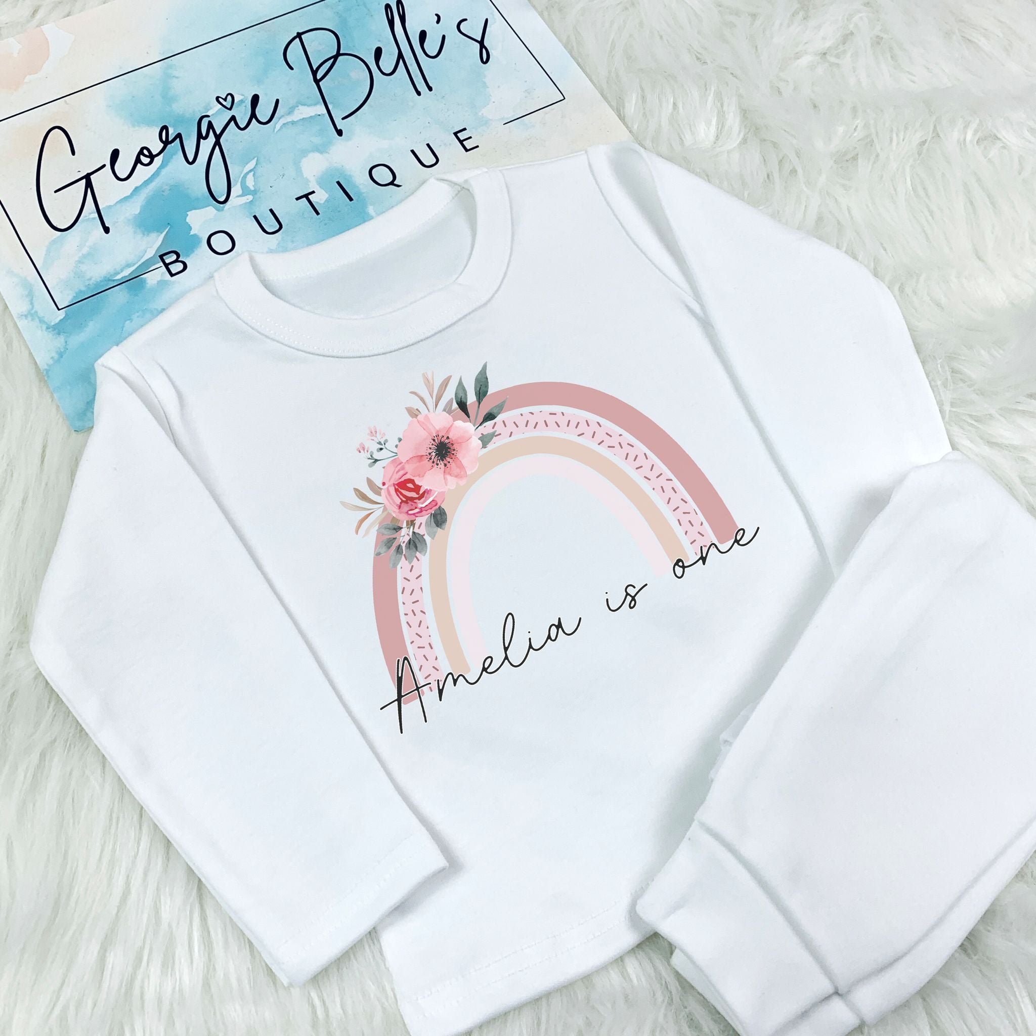 Personalised Birthday Pyjamas - Pink Rainbow Design