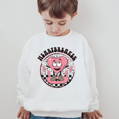 Unisex Retro Heart Breaker Valentines Sweatshirt - White