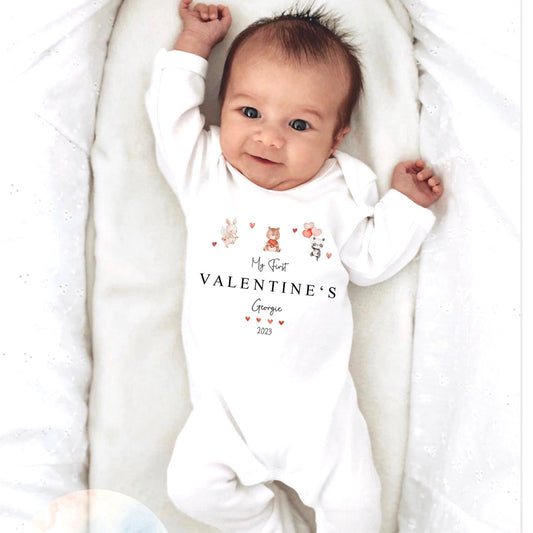 Valentines Babygrow - ‘Valentines Animal’ Design