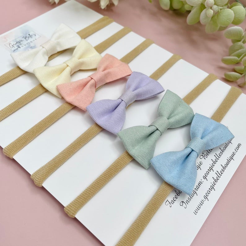 Set of 6 dainty pinch cotton bows