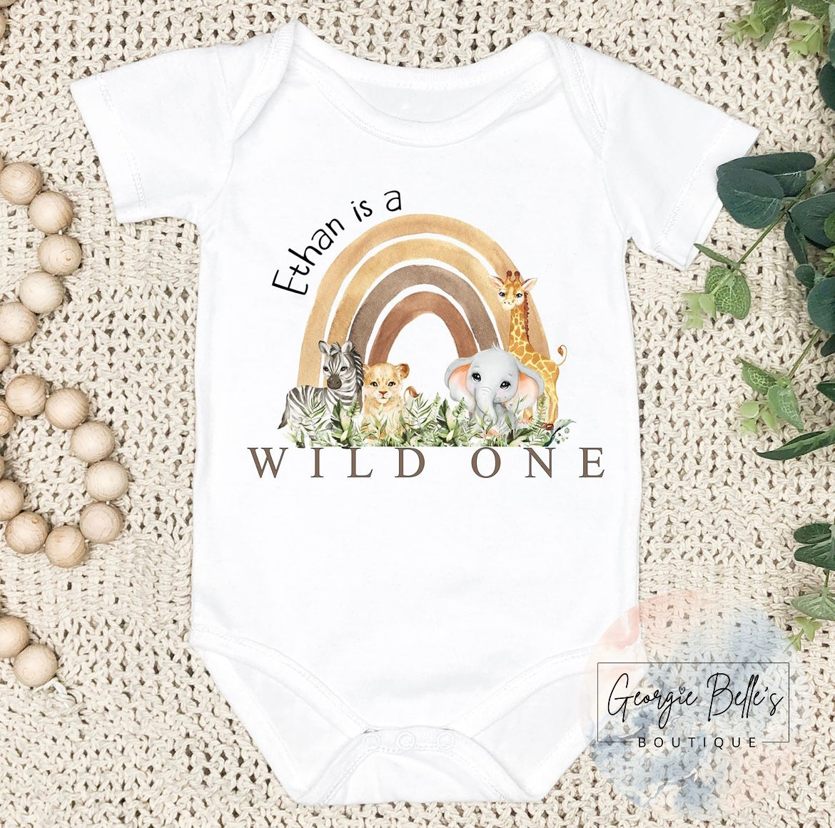 Safari Rainbow Personalised Birthday Vest