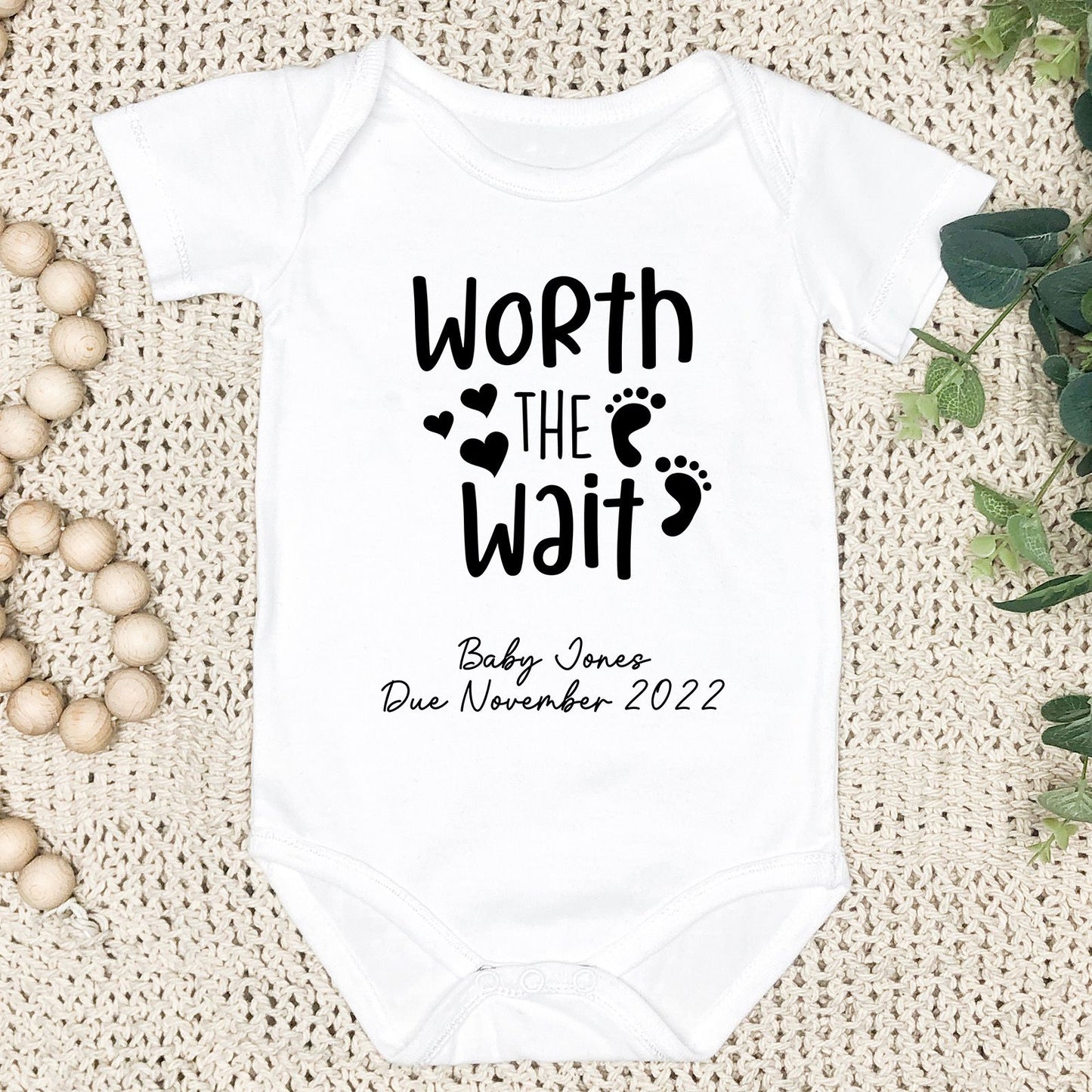 Personalised Baby Announcement 'Worth The Wait' Baby Vest
