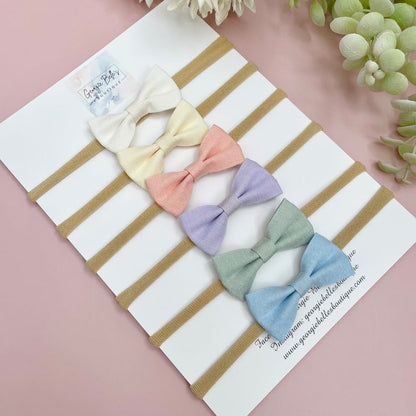 Set of 6 dainty pinch cotton bows