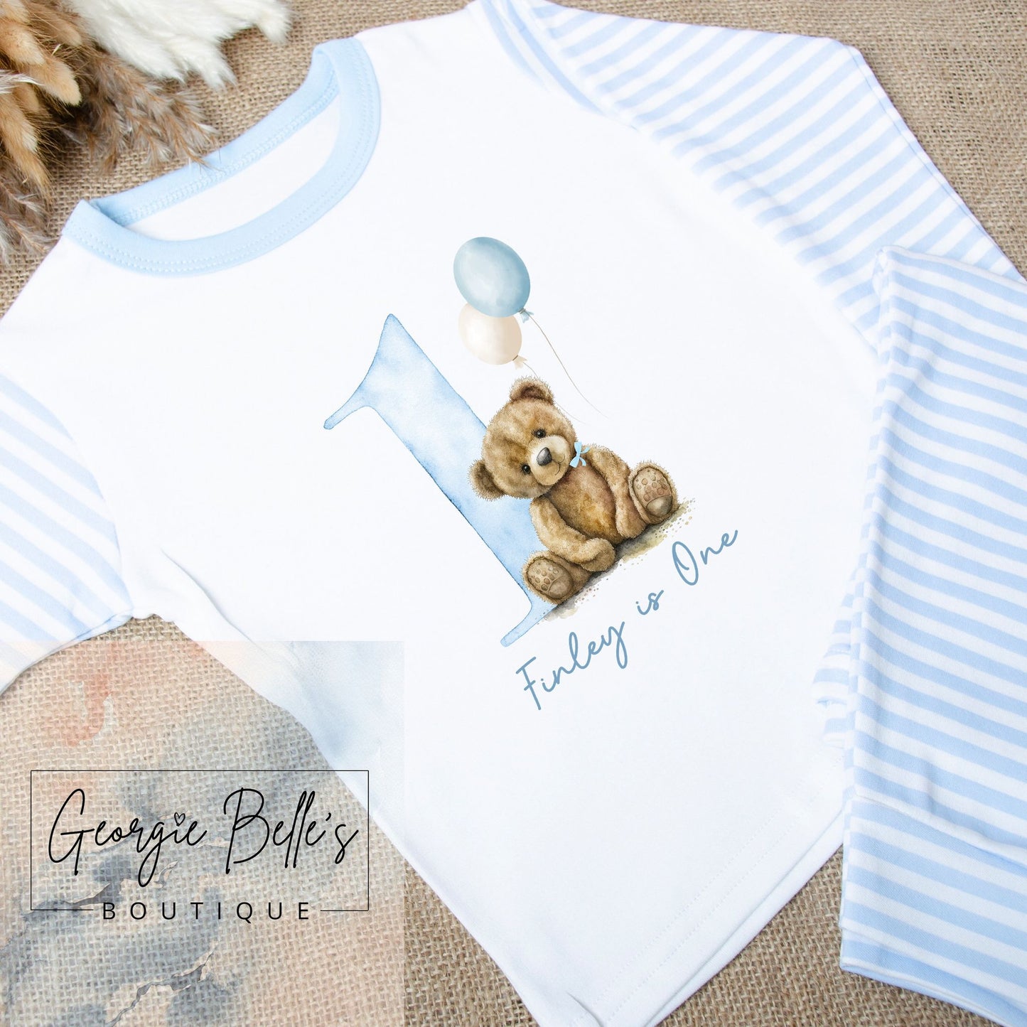 Personalised Birthday Pyjamas -  Bear Balloon Design