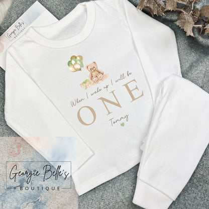 Personalised Birthday Pyjamas -  Nude Bear Design