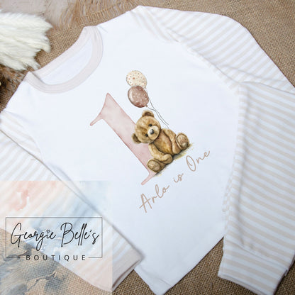 Personalised Birthday Pyjamas - Neutral Bear Design