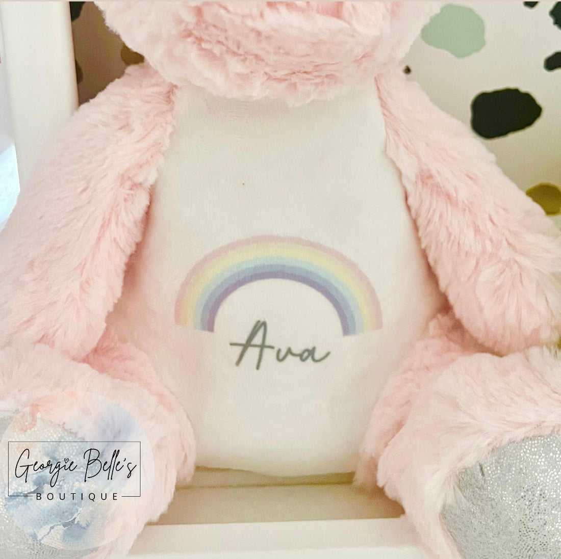 Pastel Rainbow Personalised Unicorn Soft Toy