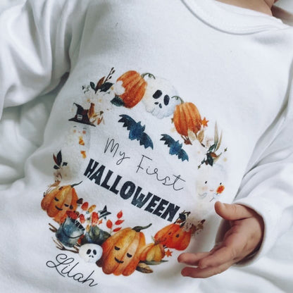 Halloween Wreath Personalised Vest / Babygrow / Sleepsuit