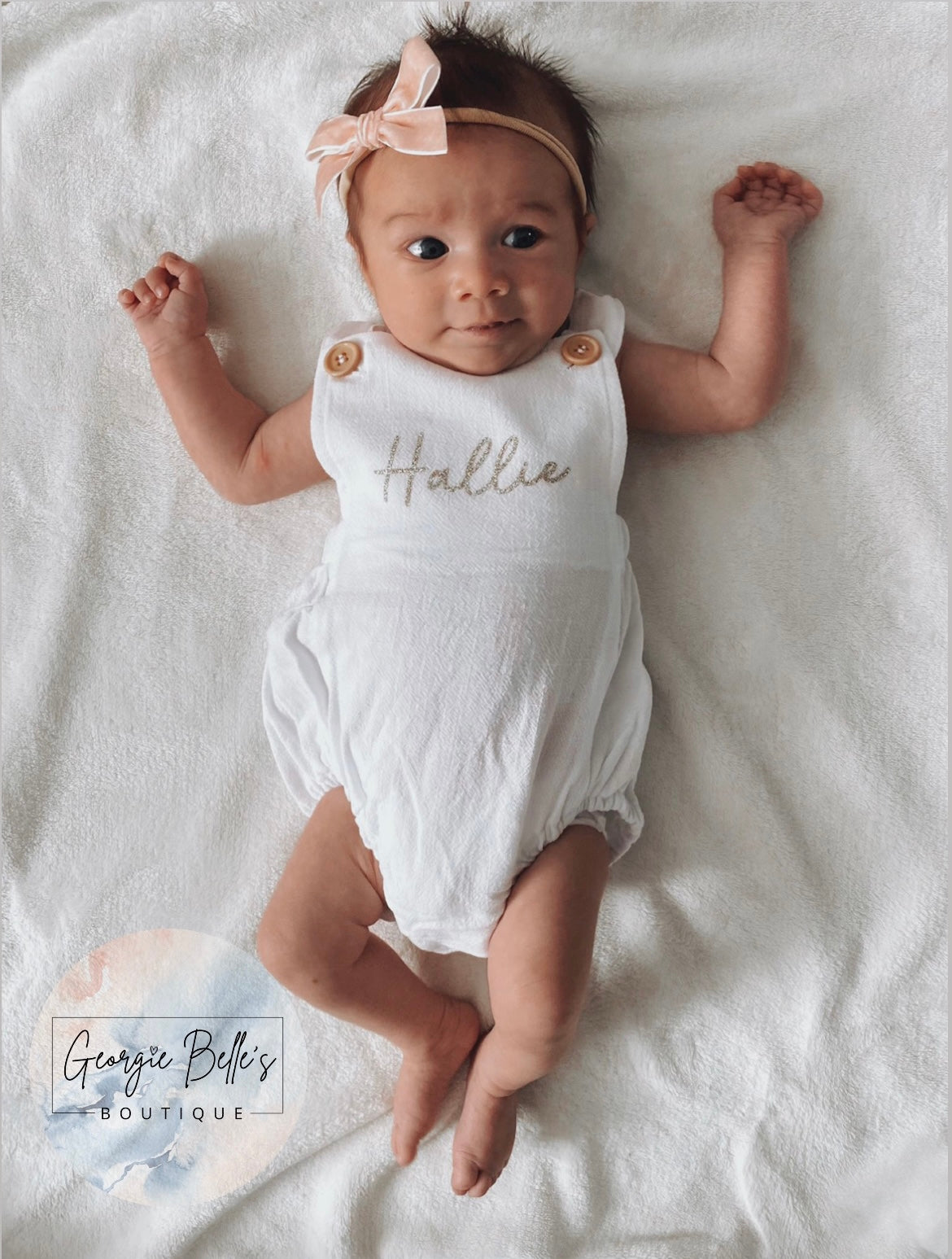 Personalised Baby Cotton Linen Romper