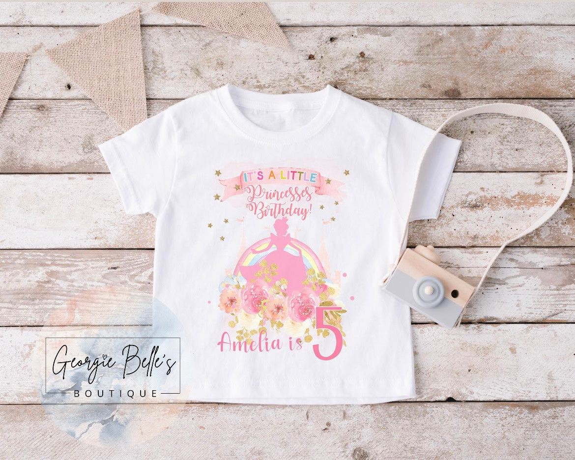 Girls Princess Birthday Personalised T-shirt