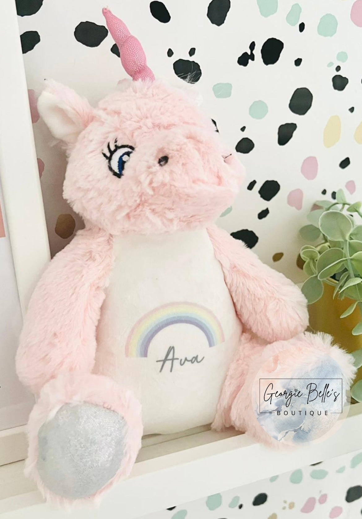 Pastel Rainbow Personalised Unicorn Soft Toy