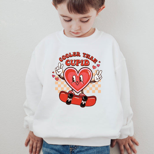 Cooler Than Cupid Valentines Sweatshirt - White